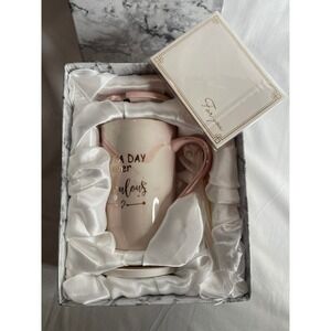 Duo Pink Marble Ceramic Coffee Mug Gift Set Not A Day Over Fabulous Gold Spoon